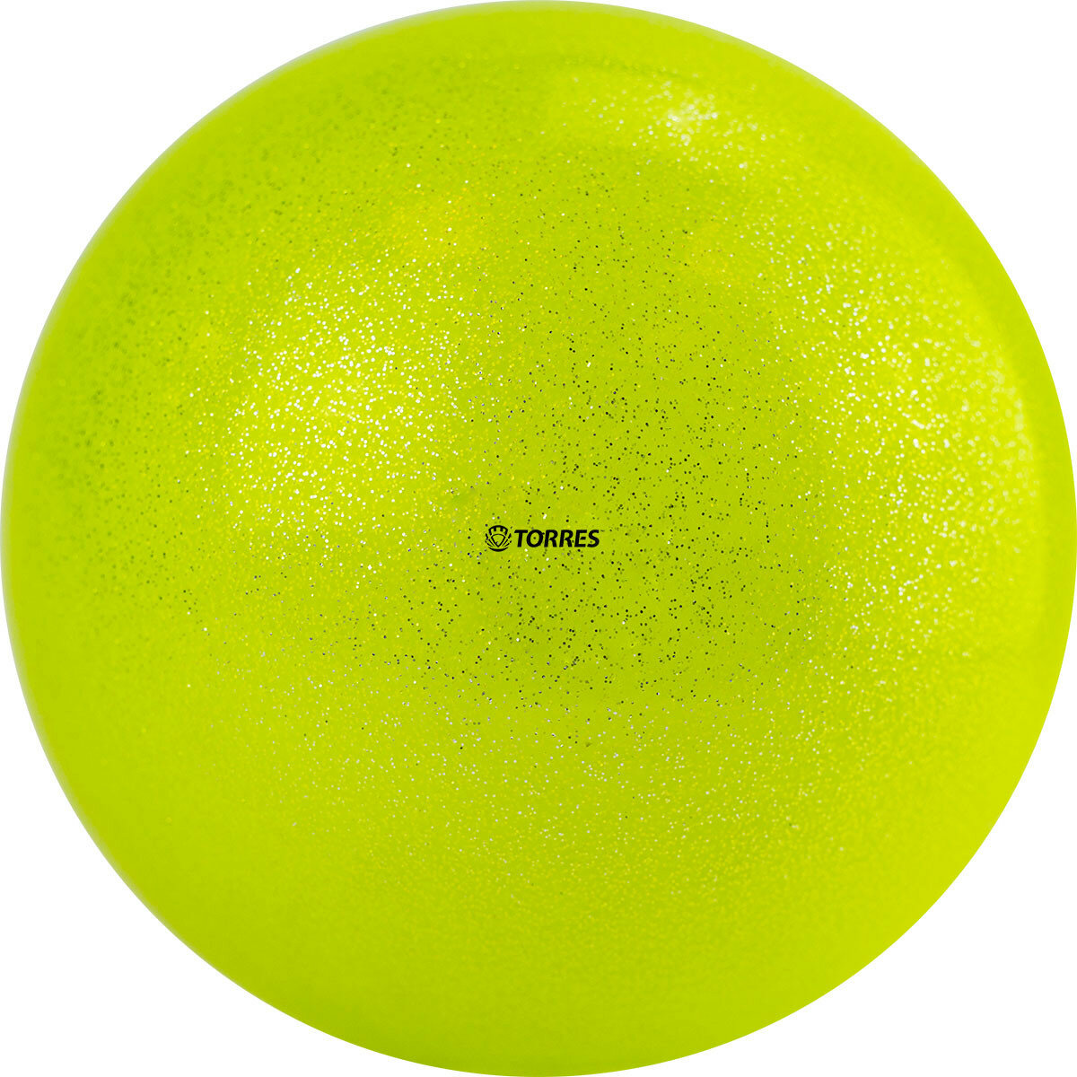 Мяч для художественной гимнастики Torres Agp-19-03, диаметр 19см, желтый с блестками