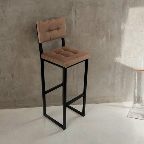 Изображение товара Стул барный металлический кухонный со спинкой (коричневый велюр)