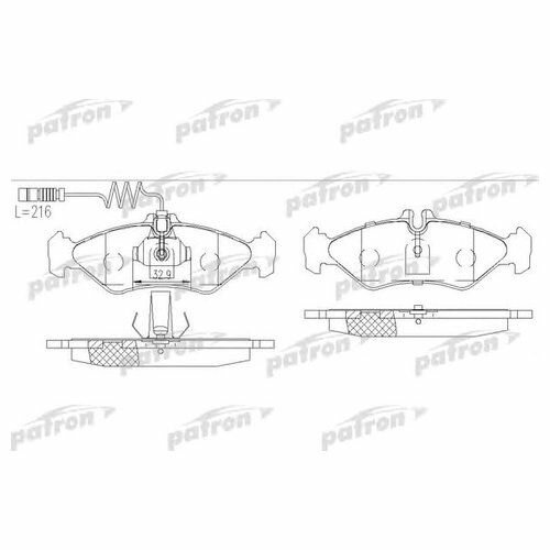 Колодки тормозные Patron PBP1039 для Mercedes SPRINTER 901, 902,903; VW LT 2835 II 2DB II, LT 2846 II 2DA II,
