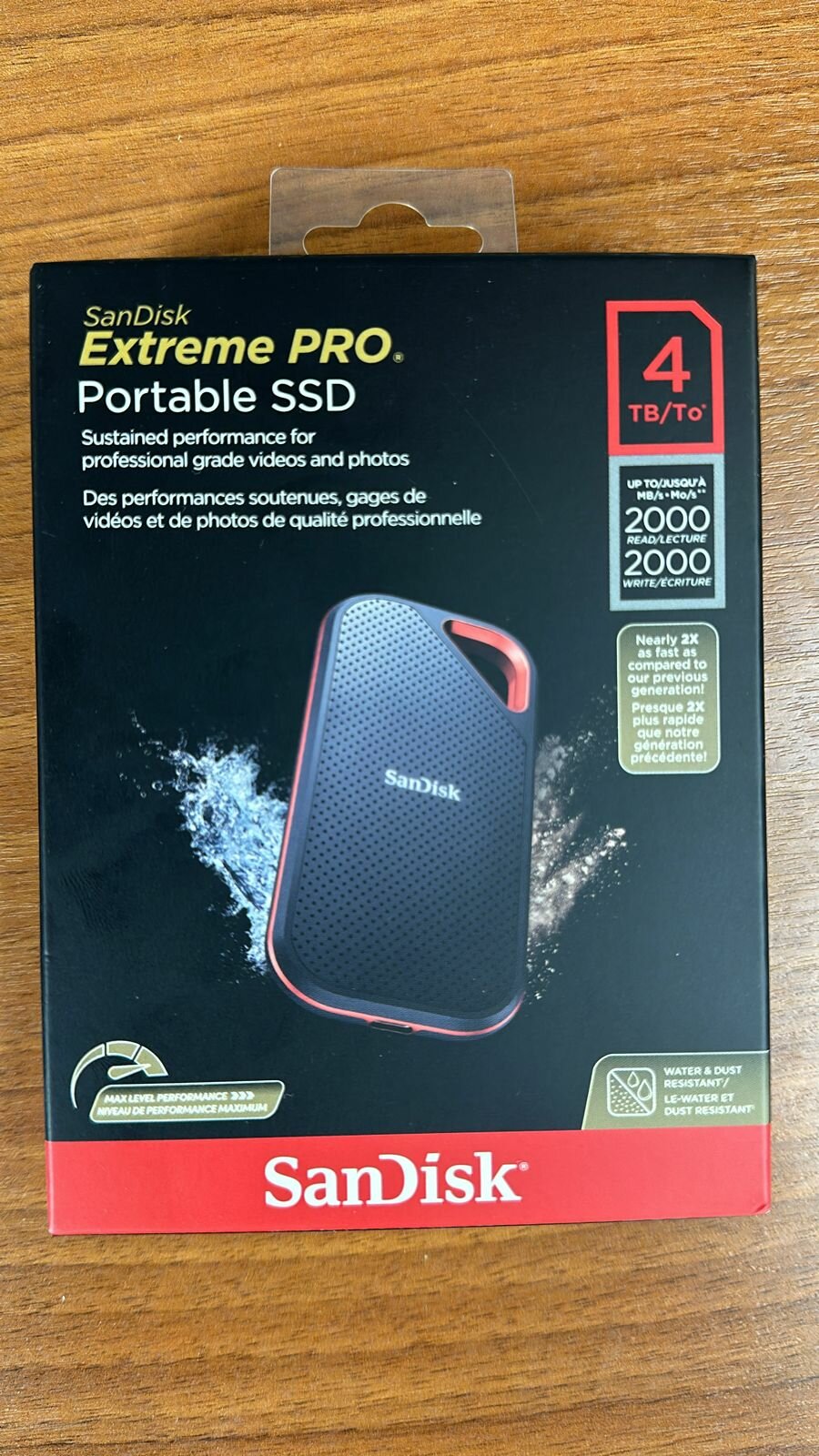4 ТБ Внешний SSD SanDisk Extreme Pro Portable V2, USB 3.2 Gen 2 Type-C, черный скорость 2000