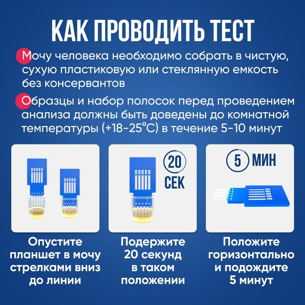 Картинки Набор экспресс-тестов на 5 видов наркотиков 20 шт в упаковке