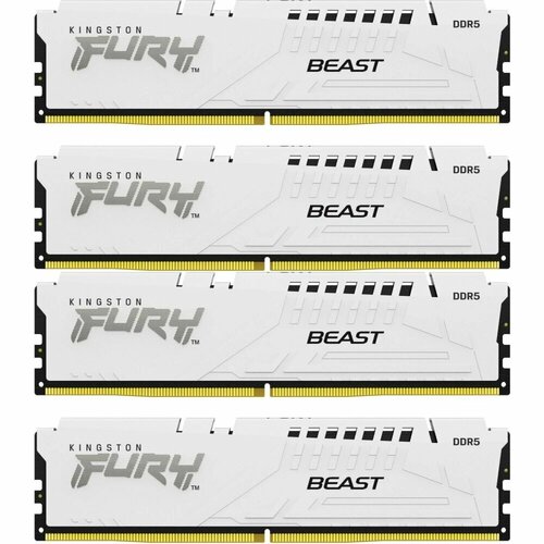 Оперативная память 64Gb DDR5 6000MHz Kingston Fury Beast White (4x16Gb KIT) (KF560C40BWK4-64)