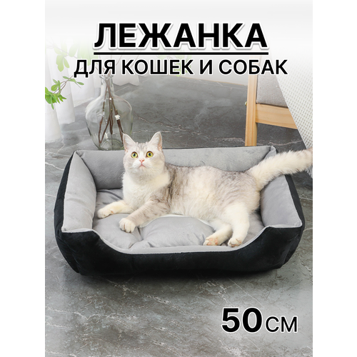 Лежанка с бортиками для кошек и собак, с матрасом, 50х38х15 см