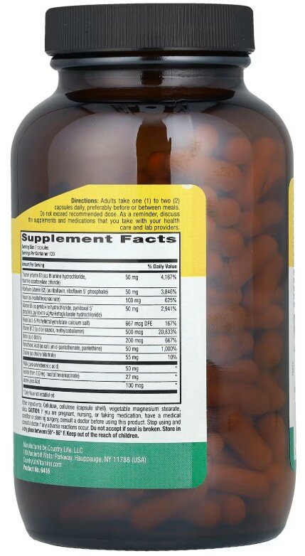 Витамины Группы B Country Life, Сoenzyme B-complex, комплекс витаминов группы B, 240 капсул