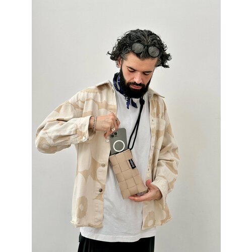 Сумка кросс-боди NODO, фактура матовая, гладкая, плетеная, бежевый