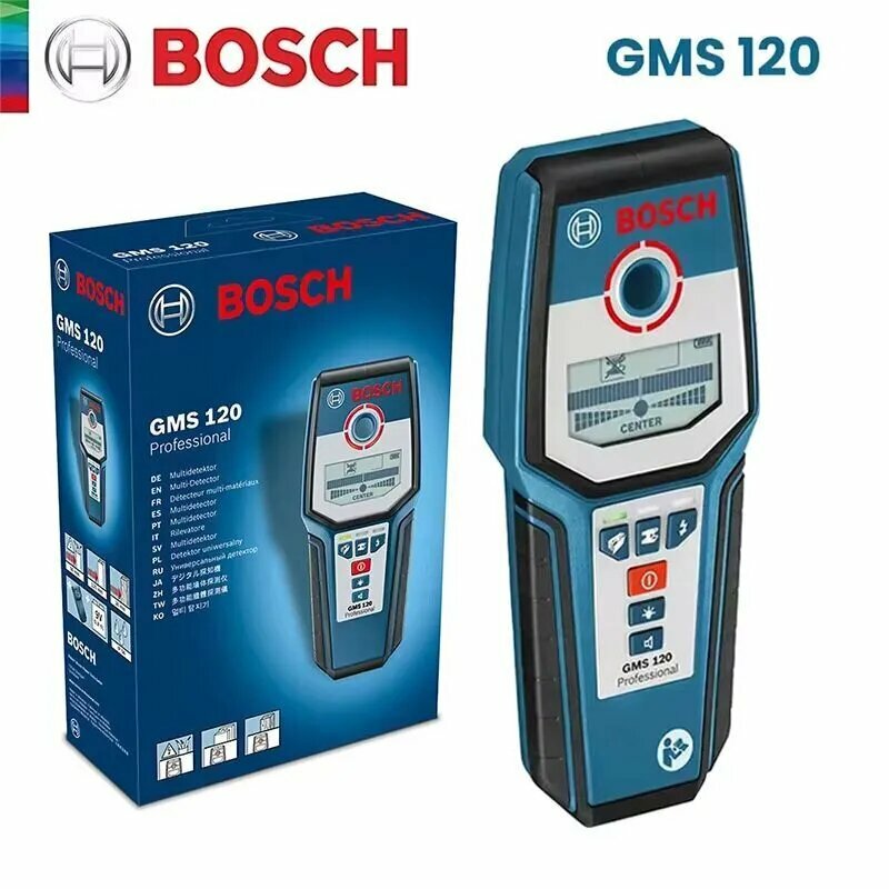 Настенный детектор скрытой проводки Bosch GMS 120 для дерева и металла под напряжением