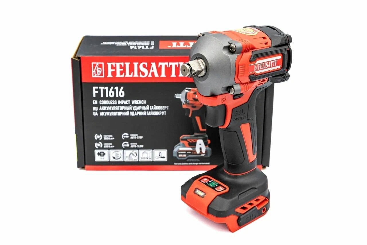Гайковерт Felisatti FT1616 ударный 18В 380 Нм аккумуляторный
