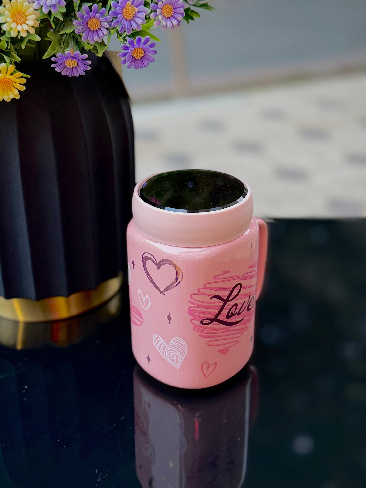 Кружка с крышкой , керамика, 350-450мл — фото 1