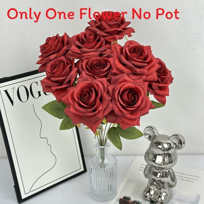 Букет из шелковых роз для свадебного украшения и интерьера красный