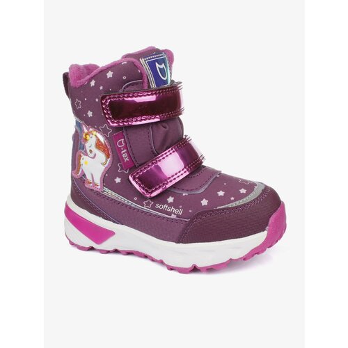 фото Ботинки котофей, зимние, на липучках, мембранные, размер 29, фиолетовый