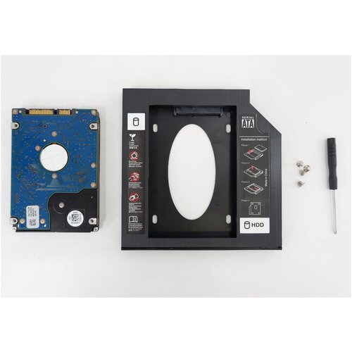 orient адаптер салазки orient uhd 2sc9 для установки 2 5 sata hdd ssd в отсек slim привода sata 9 5мм oem Адаптер шасси Optibay 2.5 SATA 12,7мм для ноутбука UHD-2