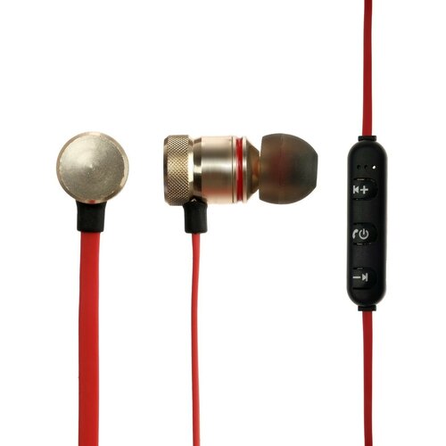 Наушники беспроводные LuazON VBT 130 вакуумные BT 41 80 мАч магнитные черно-красные 1шт 790₽