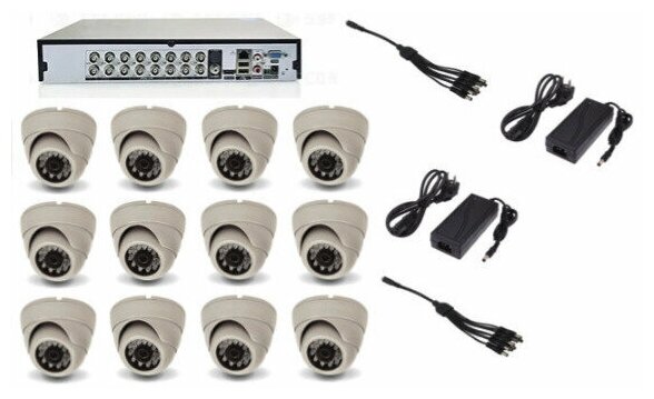 Готовый AHD комплект видеонаблюдения на 12 внутренних камер 2мП Full HD 1080P c ИК подсветкой до 20м