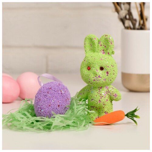 Набор декора Кролик, морковка, яйцо. (6*12см)