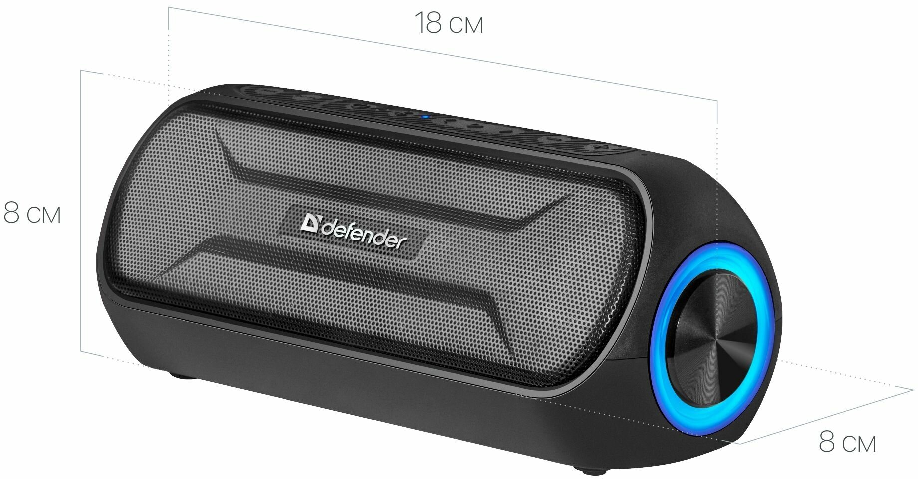 Колонка портативная музыкальная bluetooth беспроводная с блютуз Defender Enjoy S1000 20Вт черная BT AUX с подсветкой