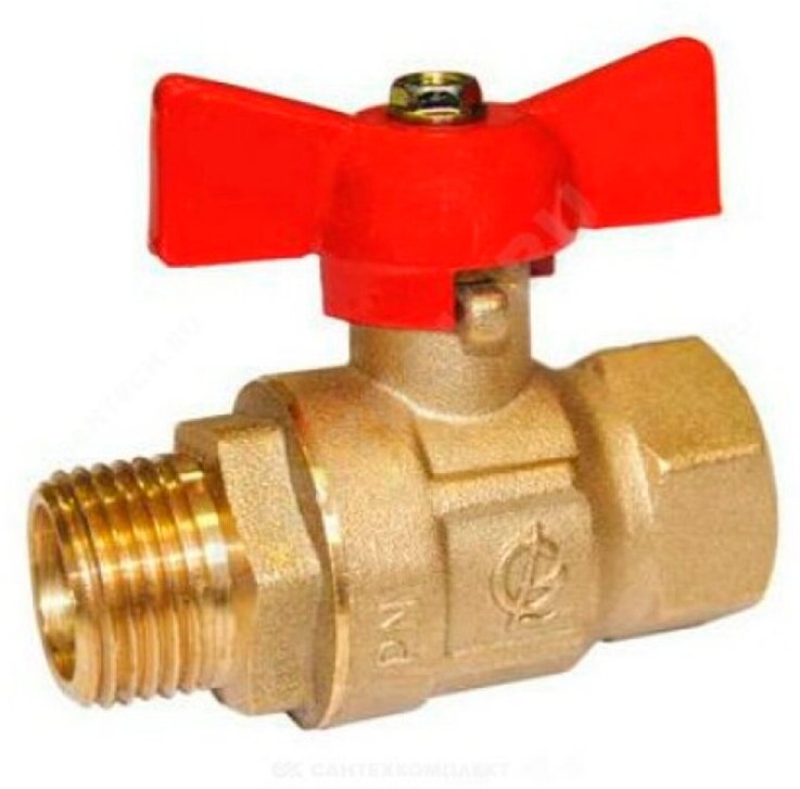 фото Галлоп Кран шаровой латунный крепыш 3/4" ВН-НР бабочка, Галлоп