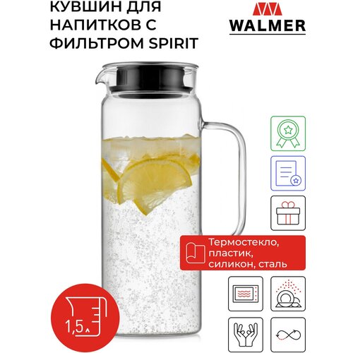 Кувшин WALMER Spirit 1.5 л прозрачный 27.8 см 1.5 л