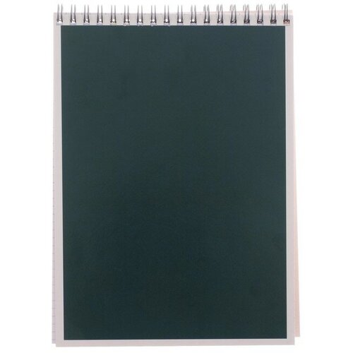 Блокнот А5 40 листов в клетку на гребне Зелёный обложка мелованный картон ВД лак блок офсет 259₽