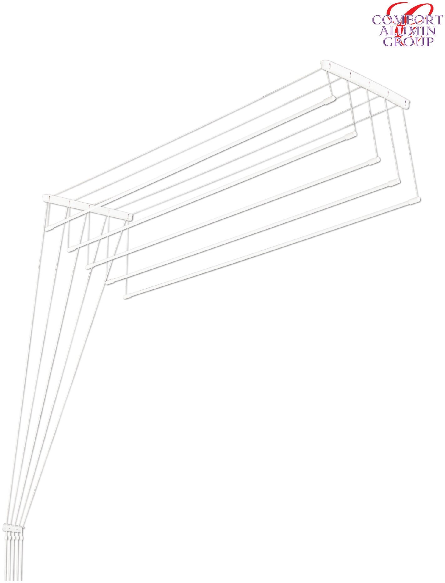 Сушилка д/белья потолочная белая 2,2 м. EURO PREMIUM алюминиевая 5 прутьев - фотография № 3