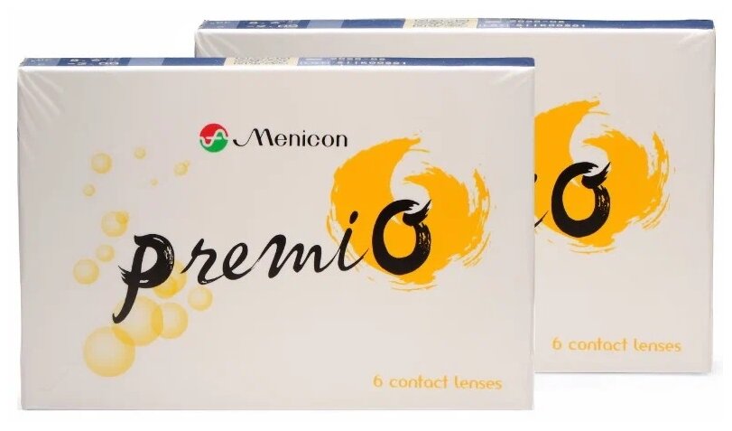 Контактные линзы Menicon Premio (2 упаковки по 6 линз) R. 8.3 SPH -3.50, 2 недели