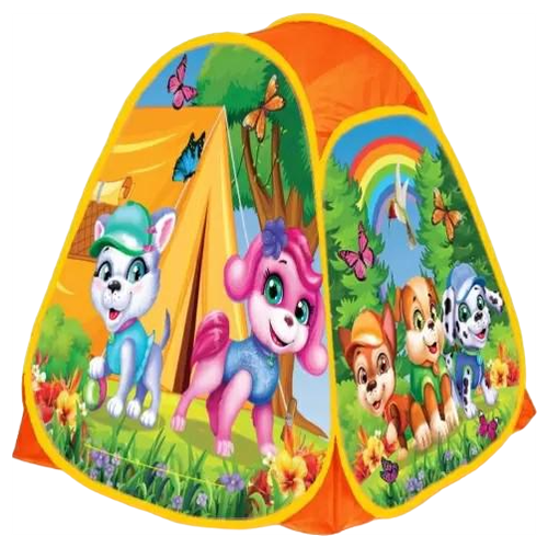 Палатка Играем вместе Щенки конус в сумке  GFA-PUPS01-R, оранжевый/зеленый
