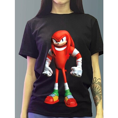 фото Футболка женская черная из хлопка с dtf рисунком игры sonic generations - 3391 будь на стиле