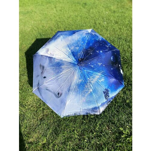 Зонт GALAXY, полуавтомат, складной, женский, «Ёжик в тумане», арт. BF3034, синий