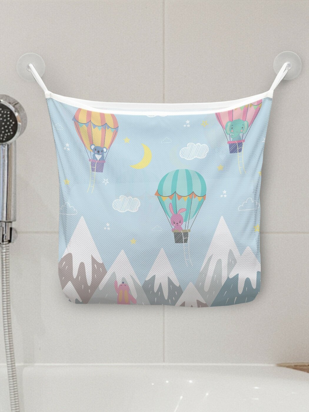 фото Сетка для игрушек в ванну JoyArty "Волшебное путешествие зверят" настенный органайзер на присосках, 39x33 см