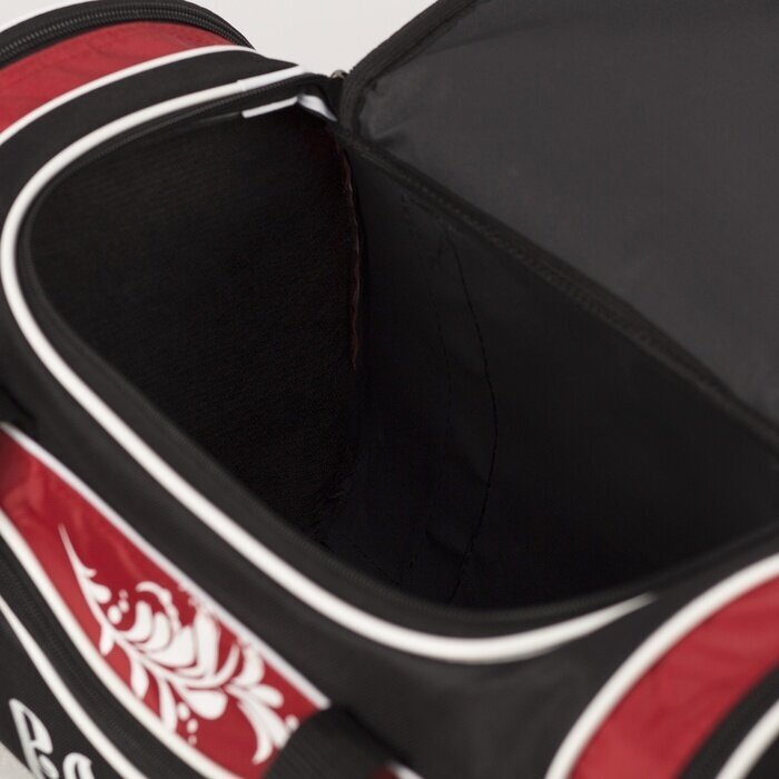 Сумка спортивная Luris 3 отдела на молниях, наружный карман, длинный ремень, черный|красный - фотография № 9