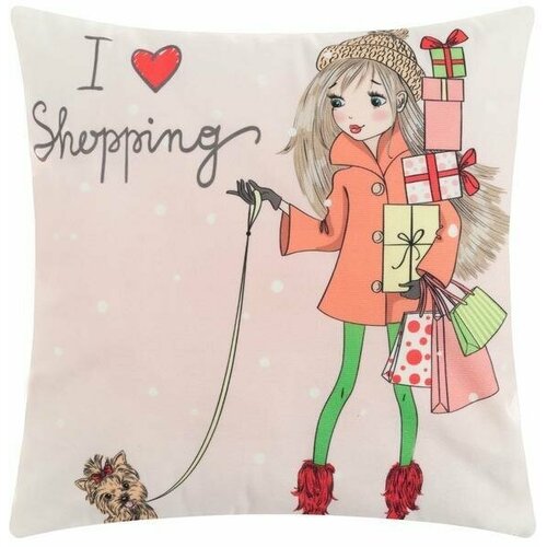 Наволочка декоративная Девичьи истории Shopping 40х40 см велюр 960₽