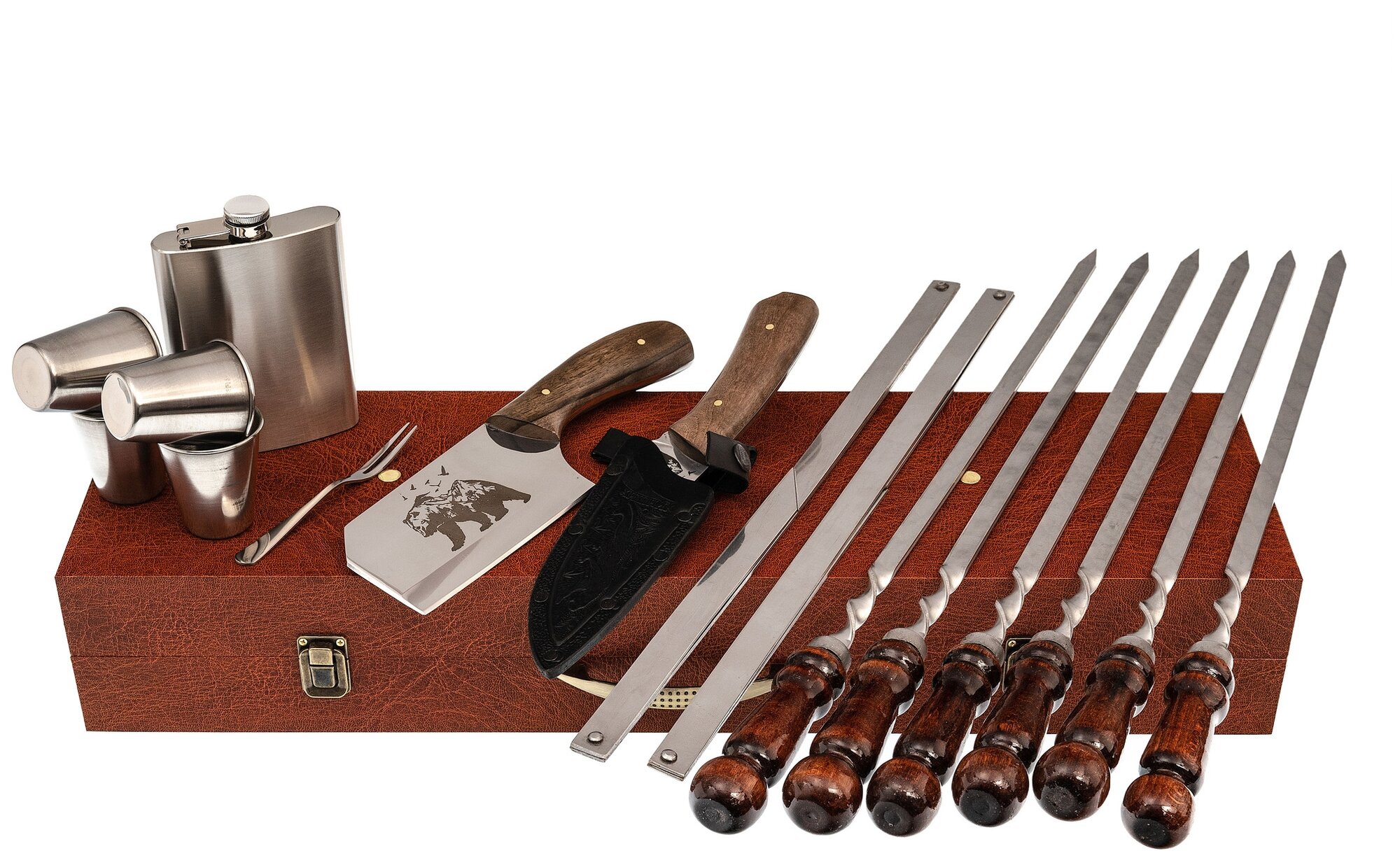 Подарочный набор для шашлыка СТО Кизлярские ножи Гусарский №5 Премиум - фотография № 11