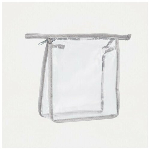 фото Косметичка на молнии, 7х15х15 см, серый сима-лэнд