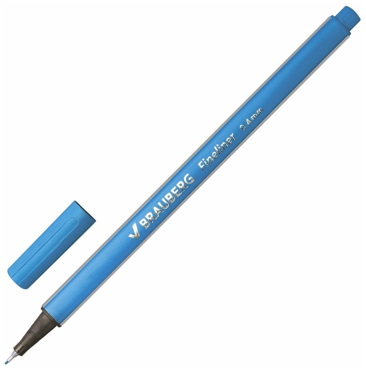 Ручка капиллярная Brauberg Aero, трехгранная, металлический наконечник 0,4 мм, голубая (142259)