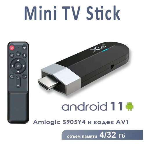 ТВ-приставка Smart Mini TV Stick Multimedia Player / Медиаплеер Android 4/32 Гб