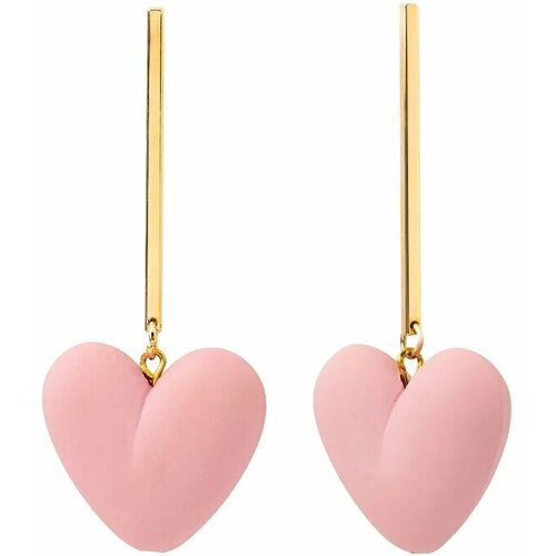 Серьги с подвесками , эпоксидная смола, розовый