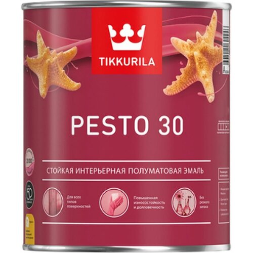 Стойкая алкидная универсальная эмаль Tikkurila PESTO 30 эмаль tikkurila песто 30 цвет белый 2 7 л