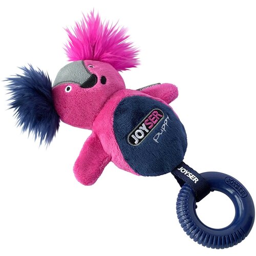 Игрушка для щенков JOYSER Puppy Белка с кольцом, с пищалкой, розовая (S/M/21 см)