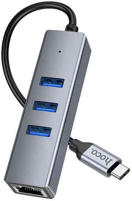 Хаб Гигабитный HOCO HB34 Type-C to USB 30 - 3  + RJ45