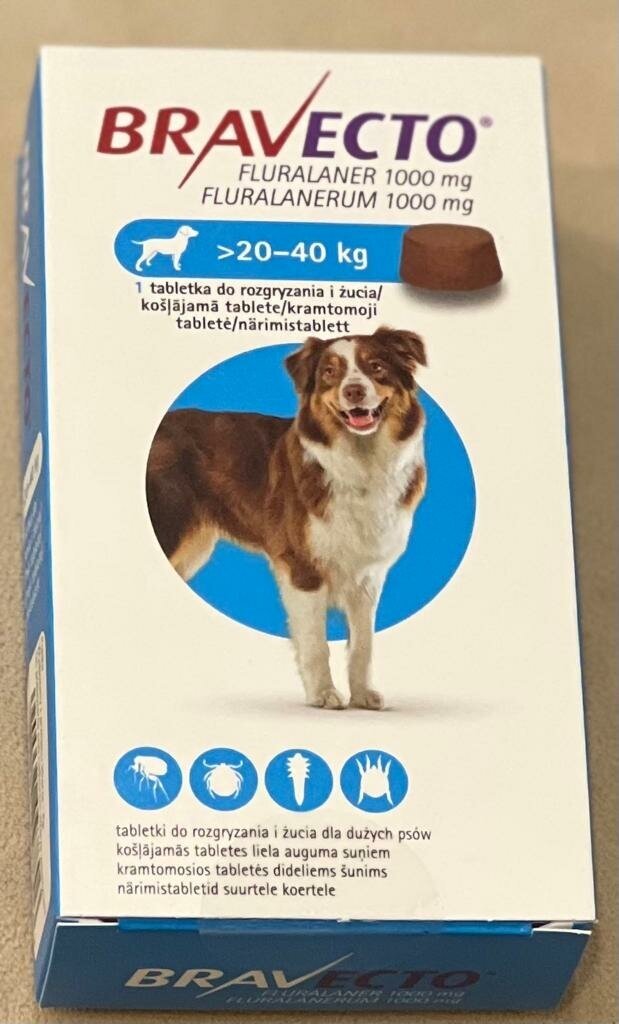 MSD Animal Health Бравекто таб от блох и клещей для собак 20-40 кг.1 шт.