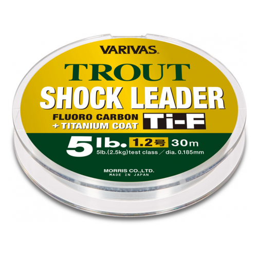 леска флюорокарбоновая varivas trout shock leader fluoro carbon 30m 0 6 Монофильная леска Varivas Trout Shock Leader Fluoro Ti-F (12lb)