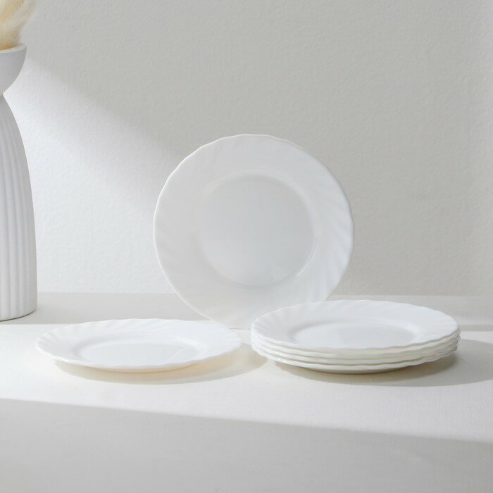 Набор тарелок Luminarc, 6 шт, белые, десертные, d=16 см, стеклокерамика