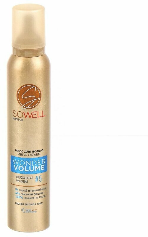 Мусс для волос мега сверхсильной фиксации SoWell Wonder Volume объем от корней, 200 мл
