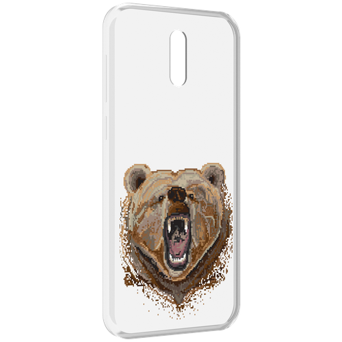 Чехол MyPads пиксельный медведь для Alcatel 3L (2019) задняя-панель-накладка-бампер