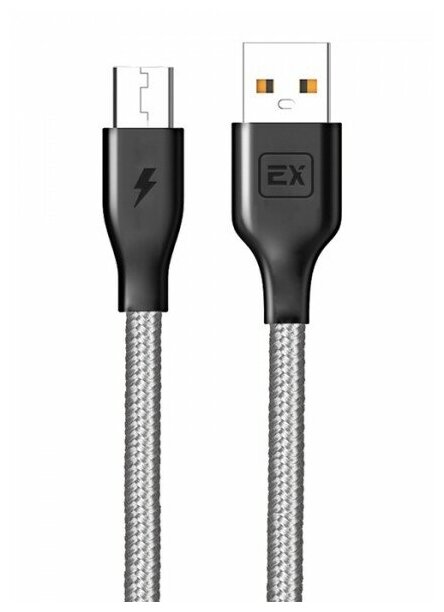 Кабель USB - микро USB Exployd EX-K-493 Classic, 1.0м, круглый, 2.1A, ткань, цвет: серый