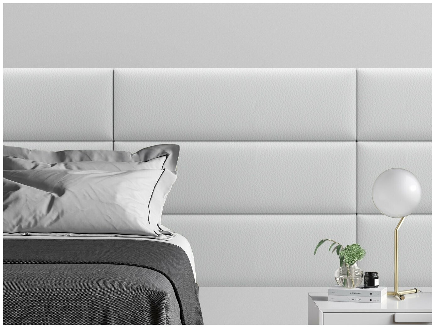 Мягкое изголовье кровати Eco Leather White 30х100 см 4 шт.