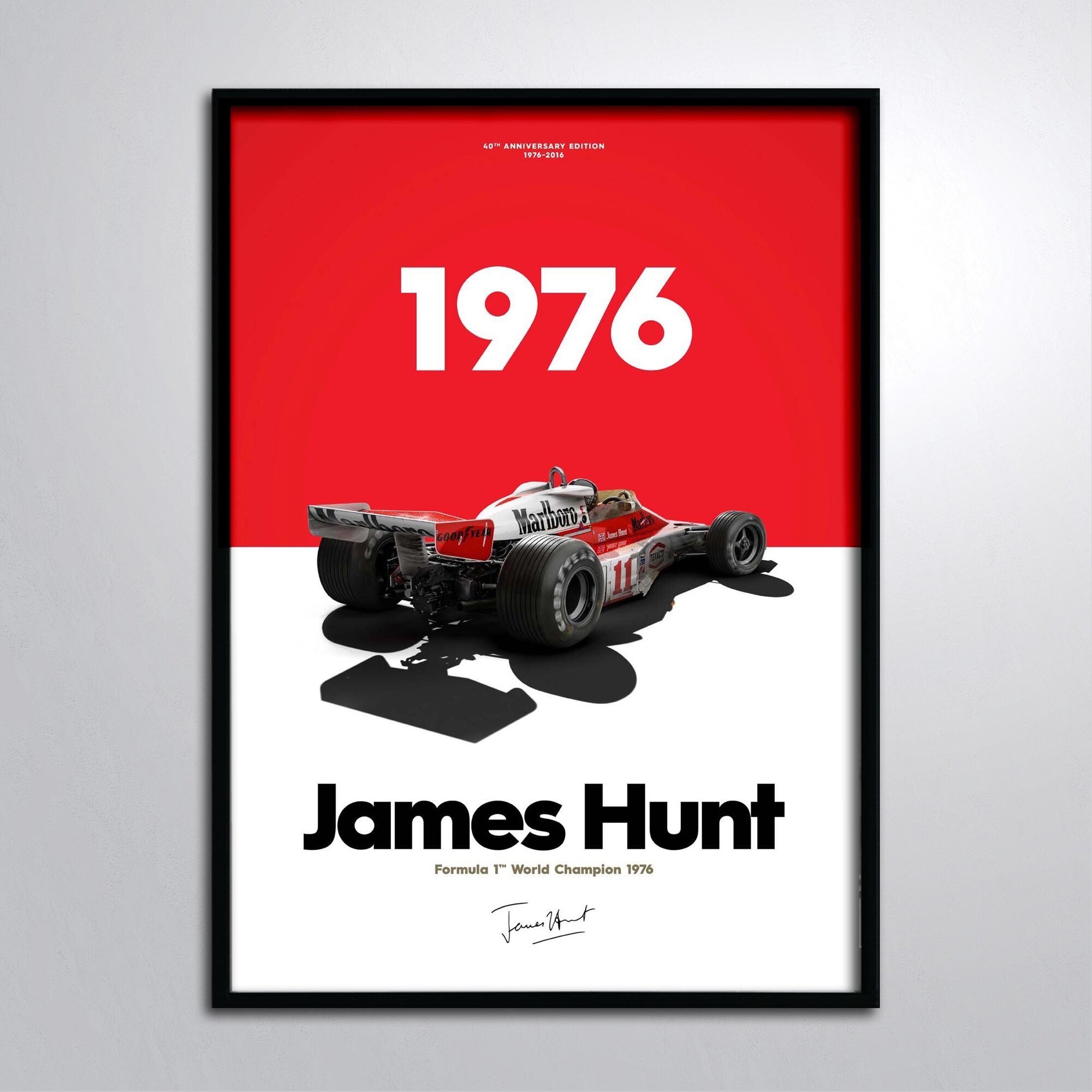 Постер в раме/Болид Формула 1 f1 James Hunt Formula 1 World Champion 1976 Джеимс Хант