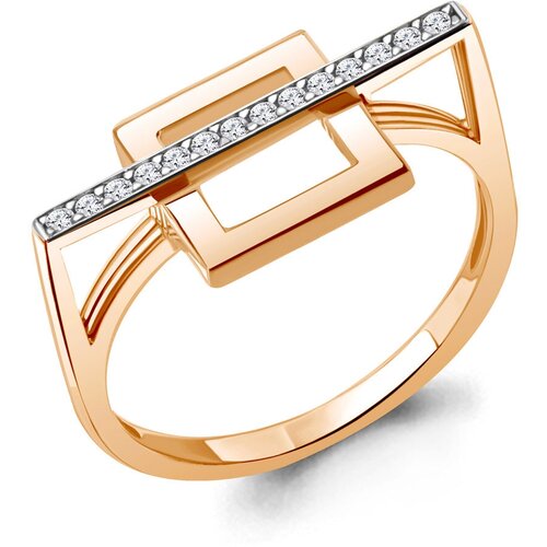 фото Кольцо diamant online, золото, 585 проба, фианит, размер 18, золотой aquamarine