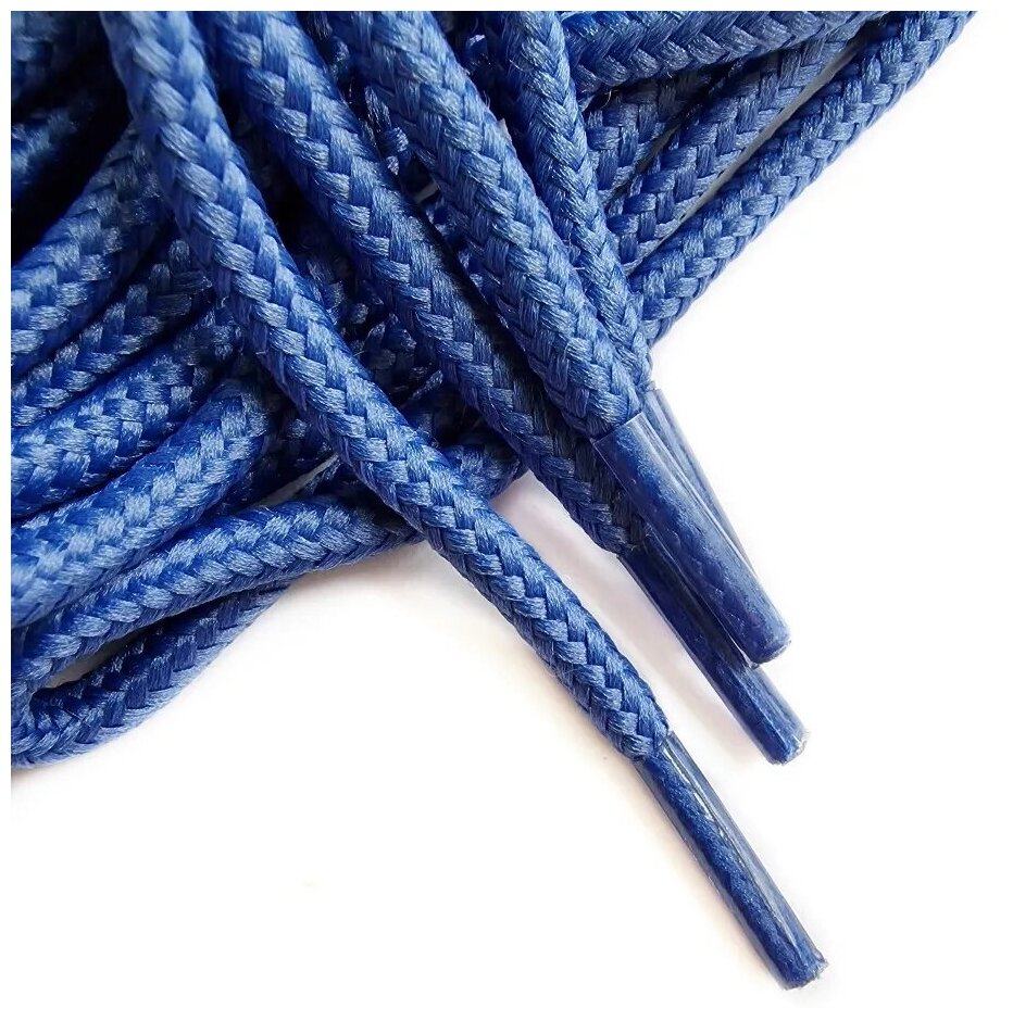 Шнурки для обуви LENKO синие круглые 100 см, 4,5 мм, 1 пара, полиэстер — фото 1