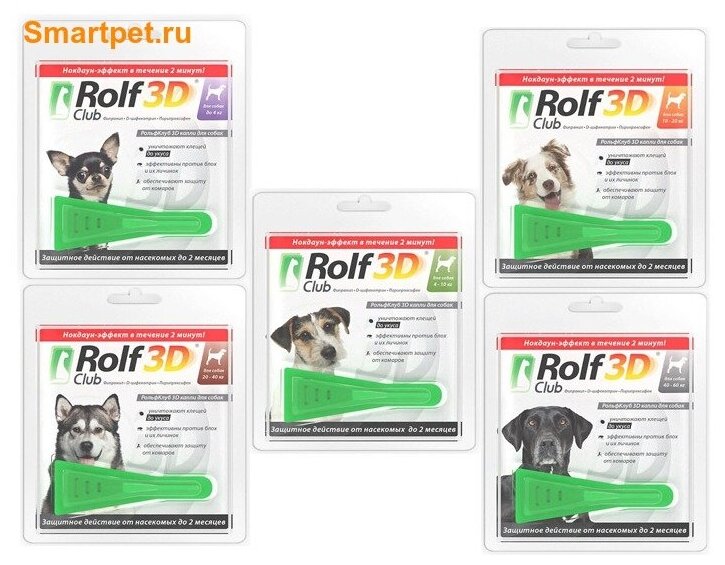 RolfСlub  3D капли от клещей и блох для собак до 4 кг 1 шт. в уп., 1 уп.