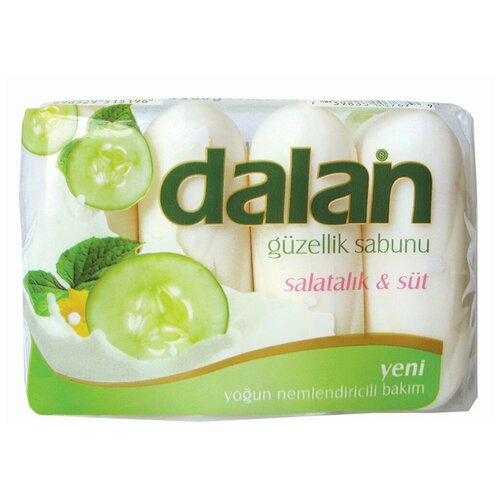Мыло туалетное твердое Dalan Beauty Milk 90г, Огурец и молоко, набор 4шт (Турция)